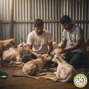 Providing food, shelter, and medical care for animals in need