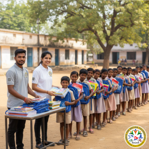 Educational books and stationery support for underprivileged students